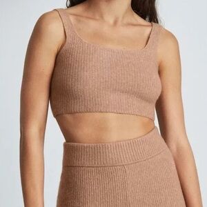 Everlane The Cozy Stretch Tank Top Wool Blend Crop in Camel Size XS
